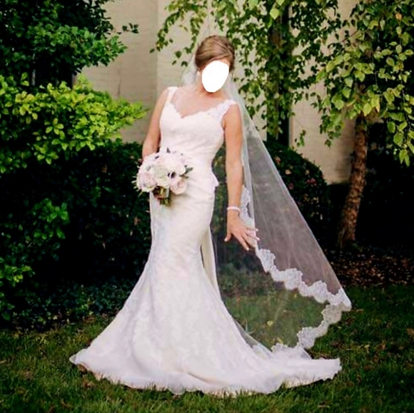 Mori Lee Dresses & Skirts - MORI LEE Blush with Lace Overlay Wedding Dress with belt size 10